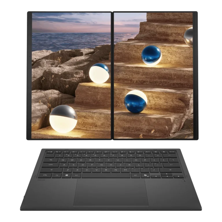 Asus Zenbook 14 Duo 2026 (глоб. Zenbook Duo 2026), Core Ultra X7 358H, Intel Arc, 32/1 ТБ, 14″ 2.8K 144 Гц OLED, Серый